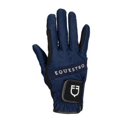 Handschuhe aus technischem Gewebe mit mehrfarbigem Equestro-Logo Marine / Weiß Blau