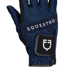 Handschuhe aus technischem Gewebe mit mehrfarbigem Equestro-Logo Marine / Weiß Blau