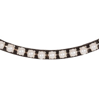 Stirnband aus Kalbsleder mit Acavallo-Perlen Schwarz / Weiß
