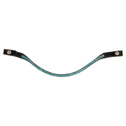 Stirnband aus Kalbsleder mit runden Acavallo-Kristallen Schwarz / Aquamarin Stirnband aus Kalbsleder mit runden Acavallo-Kristallen Schwarz / Aquamarin