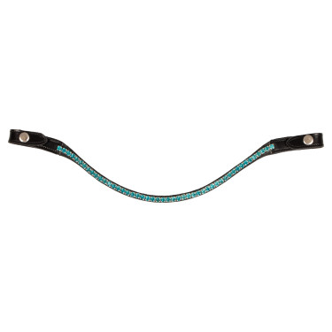 Stirnband aus Kalbsleder mit runden Acavallo-Kristallen Schwarz / Aquamarin Stirnband aus Kalbsleder mit runden Acavallo-Kristallen Schwarz / Aquamarin