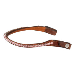Stirnband aus Kalbsleder mit runden Acavallo-Kristallen Cognac / Rosa