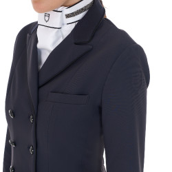 Damen-Turnier-Dressurfrack aus technischem Gewebe Equestro Marineblazer Marineblau