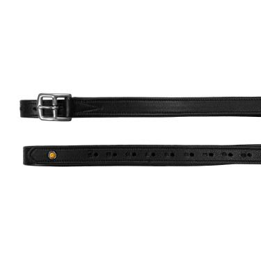Doppelte Ledersteigbügelriemen mit gebogenen Schnallen Equestro Schwarz Doppelte Ledersteigbügelriemen mit gebogenen Schnallen Equestro Schwarz