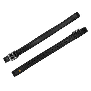 Doppelte Ledersteigbügelriemen mit gebogenen Schnallen Equestro Schwarz Doppelte Ledersteigbügelriemen mit gebogenen Schnallen Equestro Schwarz