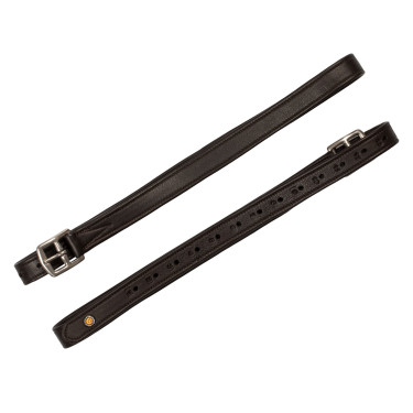 Doppelte Ledersteigbügelriemen mit gebogenen Schnallen Equestro Dunkelbraun