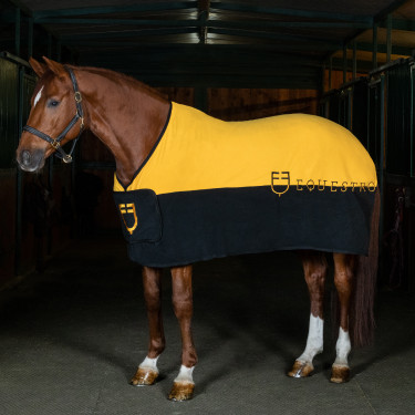 Bicolor Anti-Pilling Fleece-Decke Munster Equestro Schwarz / Gelb