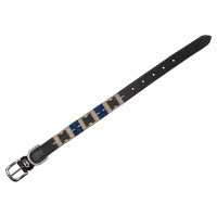 Hundehalsband aus Leder mit geometrischem Muster Polo H Equestro Schwarz Hundehalsband aus Leder mit geometrischem Muster Polo H Equestro Schwarz