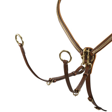 Brustblatt aus Leder mit Messing-Clinchern Equestro Cognac Braun