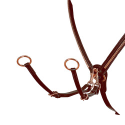 Brustblatt mit Clincher und Gabel aus roségoldenem Leder Equestro Brustblatt mit Clincher und Gabel aus roségoldenem Leder Equestro