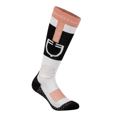 Unisex-Socken aus technischem und atmungsaktivem Gewebe mit Equestro-Logo Schwarz / Weiß / Rosa