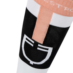 Unisex-Socken aus technischem und atmungsaktivem Gewebe mit Equestro-Logo Schwarz / Weiß / Rosa