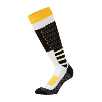 Unisex-Socken aus technischem und atmungsaktivem Gewebe mit Equestro-Logo Schwarz / Weiß / Gelb