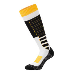 Unisex-Socken aus technischem und atmungsaktivem Gewebe mit Equestro-Logo Schwarz / Weiß / Gelb
