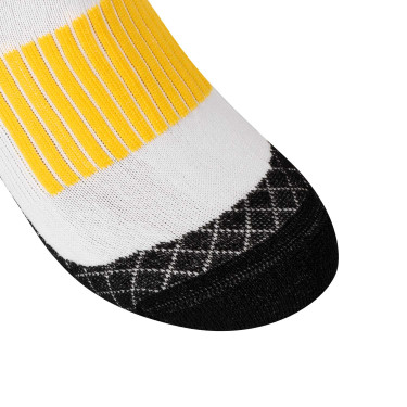 Unisex-Socken aus technischem und atmungsaktivem Gewebe mit Equestro-Logo Schwarz / Weiß / Gelb