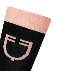 Technische elastische Socken mit kontrastierendem Equestro-Logo Schwarz / Rosa