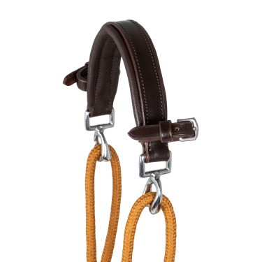 Kinnriemen aus italienischem Kalbsleder und Nylon Acavallo Dunkelbraun