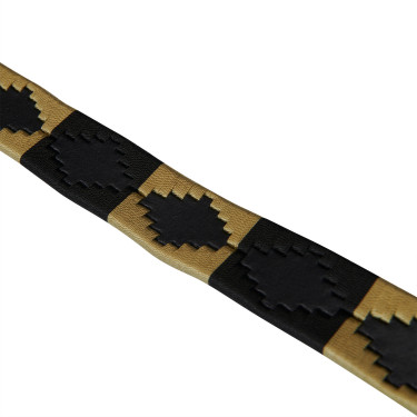 Leder-Gürtel mit Südwest-Motiv Equestro Schwarz / Beige / Schwarz