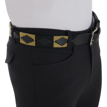 Leder-Gürtel mit Südwest-Motiv Equestro Schwarz / Beige / Schwarz