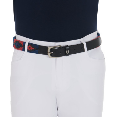 Leder-Gürtel mit Südwest-Motiv Equestro Schwarz / Blau / Bordeaux Mehrfarbig