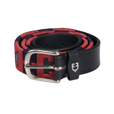 Ledergürtel mit geometrischem Muster Equestro Schwarz / Blau / Bordeaux