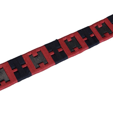 Ledergürtel mit geometrischem Muster Equestro Schwarz / Blau / Bordeaux Mehrfarbig