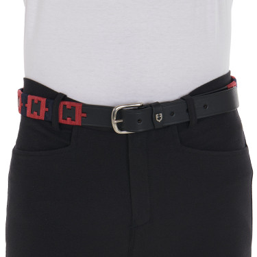 Ledergürtel mit geometrischem Muster Equestro Schwarz / Blau / Bordeaux Mehrfarbig