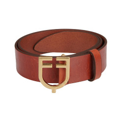 Ledergürtel mit Logo und Logo-Schnalle Equestro Gold / Cognac Braun