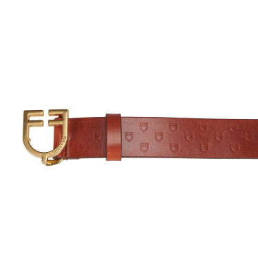 Ledergürtel mit Logo und Logo-Schnalle Equestro Gold / Cognac Braun