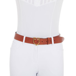 Ledergürtel mit Logo und Logo-Schnalle Equestro Gold / Cognac Braun