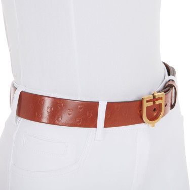 Ledergürtel mit Logo und Logo-Schnalle Equestro Gold / Cognac Braun