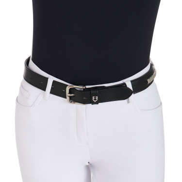 Leder-Gürtel mit silbernen Nieten Equestro Schwarz / Silber