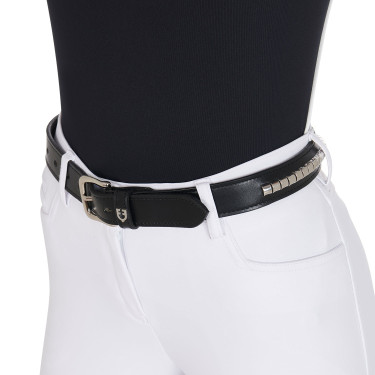 Leder-Gürtel mit silbernen Nieten Equestro Schwarz / Silber