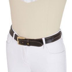 Ledergürtel mit handgefertigter Stickerei Equestro Dunkelbraun Ledergürtel mit handgefertigter Stickerei Equestro Dunkelbraun