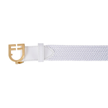 Elastischer Ledergürtel mit Equestro-Logo-Schnalle Gold / Weiß Wei&amp;amp;amp;amp;amp;szlig;