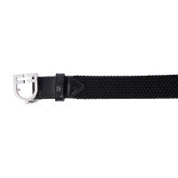 Elastischer Ledergürtel mit Equestro-Logo-Schnalle Silber / Schwarz