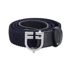 Elastischer Ledergürtel mit Equestro-Logo-Schnalle Silber / Marineblau