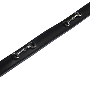 Englischer Ledergürtel mit Eggbutt-Gebiss Equestro Schwarz / Silber
