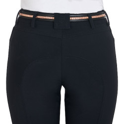 Englischer Ledergürtel mit Roségold-Clincher Equestro Schwarz