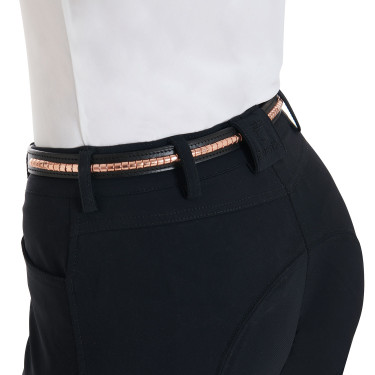 Englischer Ledergürtel mit Roségold-Clincher Equestro Schwarz