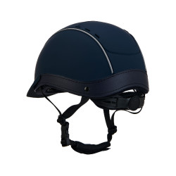 Phantom-Helm mit Frontlogo und Ledereinsätzen von Equestro Marine Marineblau
