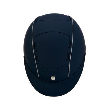 Phantom-Helm mit Frontlogo und Ledereinsätzen von Equestro Marine Marineblau