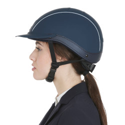 Phantom-Helm mit Frontlogo und Ledereinsätzen von Equestro Marine Marineblau