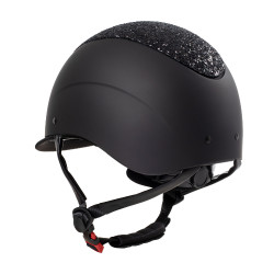 Galaxy Damenhelm mit schmalem Visier und Strass Equestro Schwarz / glänzend schwarz