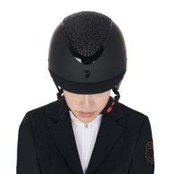 Galaxy Damenhelm mit schmalem Visier und Strass Equestro Schwarz / glänzend schwarz