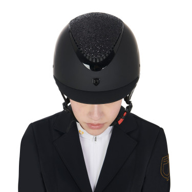 Galaxy Damenhelm mit schmalem Visier und Strass Equestro Schwarz / glänzend schwarz