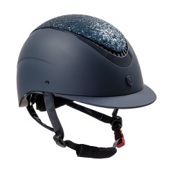 Galaxy Damenhelm mit schmalem Visier und Strass Equestro Marine / glänzendes Marineblau