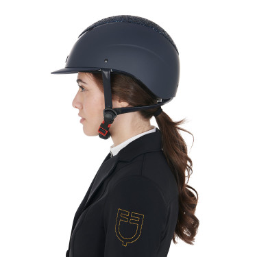 Galaxy Damenhelm mit schmalem Visier und Strass Equestro Marine / glänzendes Marineblau