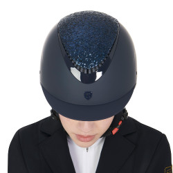 Galaxy Damenhelm mit schmalem Visier und Strass Equestro Marine / glänzendes Marineblau