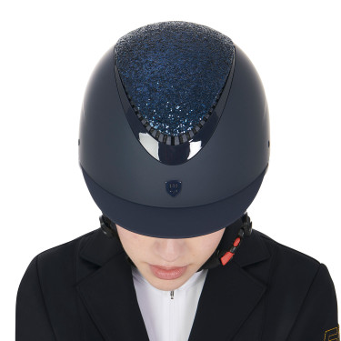 Galaxy Damenhelm mit schmalem Visier und Strass Equestro Marine / glänzendes Marineblau